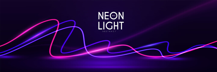 Wall Mural - Abstract neon background with shining wires. Motion design. Magic empty space.