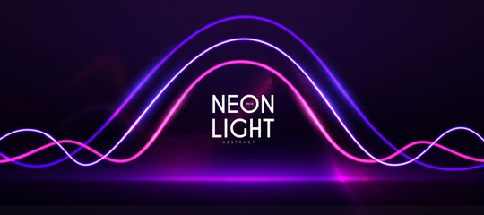 Wall Mural - abstract neon background with shining wires. motion design. magic empty space.