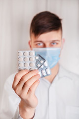 Canvas Print - Young Man with a Pills