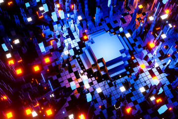 Creative background with city and 5G network, high-speed mobile Internet, new generation networks. 3d illustration.