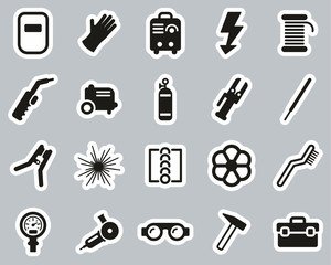 Poster - Welding & Welding Equipment Icons Black & White Sticker Set Big