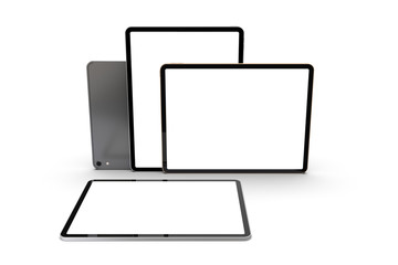 Wall Mural - Set of tablet computer isolated on white background, with blank screen. Template, mockup, isolated.