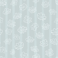Wall Mural - Hand drawn doodle flowers seamless pattern, floral background, great for textiles, banners, wallpapers, wrapping - vector design