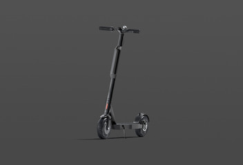 Wall Mural - Blank black electric scooter with banner mockup on dark background