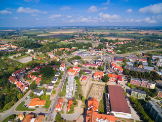 Wall Mural - Aerial view of Wegorzewo town, Poland (former Angerburg, East Prussia)