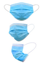 Medical Mask Isolated On White Background,  Corona Protection, With Clipping Path