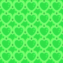 Seamless Pattern With Green Hearts