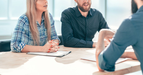 Wall Mural - managers ask questions to the applicant during the interview