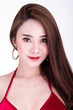 © Sasils Production - Portrait of beautiful thai woman isolated in white background. Small smile.