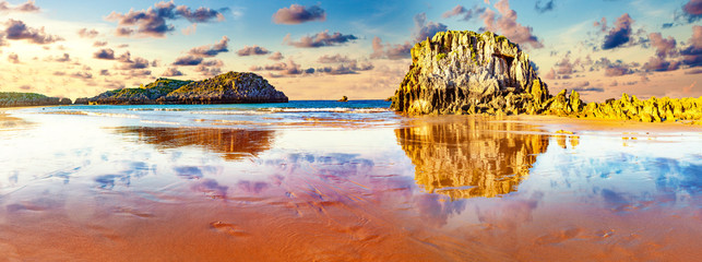 Noja Beach in Cantabria,Spain.Scenic coasts and coastal towns in northern Spain.