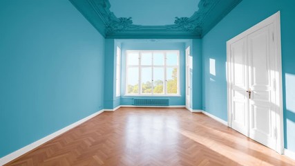 Wall Mural - empty apartment room with colored walls, flat renovation concept