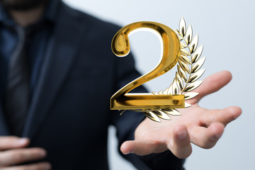 Second or two  Years award Digital number award Anniversary 3d.