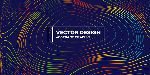 Wall Mural - Stylish gradient lines vector background illustration, contour graphics, poster cover or flyer template