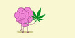 human brain holding marijuana leaf ganja legalize drug consumption cannabis addiction concept horizontal vector illustration