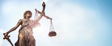Legal Law Concept Statue Of Lady Justice With Scales Of Justice Sky Background