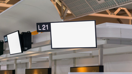 Wall Mural - Blank billboard posters in the airport,Empty advertising billboard at aerodrome.