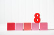 © Tierney - Red and pink wooden blocks with number 8 --- Womens Day March 8