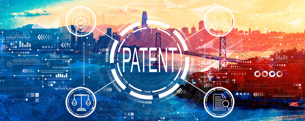 Patent concept with aerial view of the Bay Bridge in San Francisco