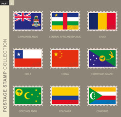 Wall Mural - Postage stamp with flag, collection of 9 flag.