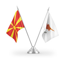 Cyprus And North Macedonia Table Flags Isolated On White 3D Rendering