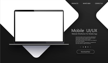 Leinwandbilder - laptop, mock, up, mockup, 3d, ui, screen, white, design, app, application, background, banner, black, business, button, clipart, computer, concept, digital, display, front, illustration, interface, in