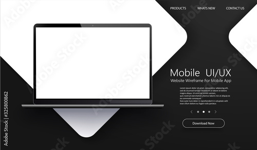 Download Laptop Mock Up Mockup 3d Ui Screen White Design App Application Background Banner Black Business Button Clipart Computer Concept Digital Display Front Illustration Interface In Buy This Stock Vector And Explore PSD Mockup Templates