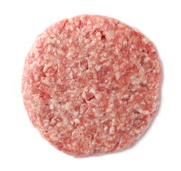 Wall Mural - Raw minced pig meat isolated on a white background, top view