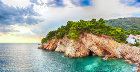 Wall Mural - View of the cliffs from Castello fortress in Petrovac