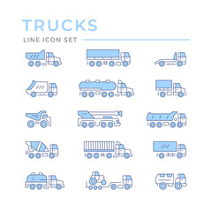 Wall Mural - Set color line icons of trucks