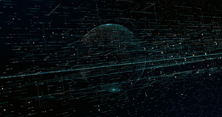 Wall Mural - Digital space world 3d data earth background