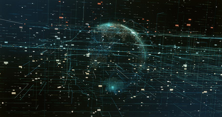 Wall Mural - Digital space world 3d data earth background