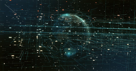 Wall Mural - Digital space world 3d data earth background