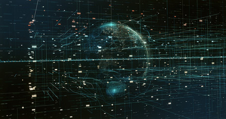 Wall Mural - Digital space world 3d data earth background