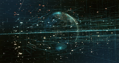Wall Mural - Digital space world 3d data earth background