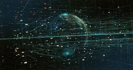 Wall Mural - Digital space world 3d data earth background