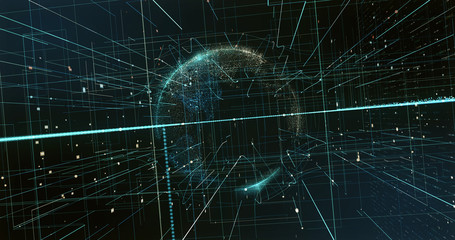 Wall Mural - Digital space world 3d data earth background