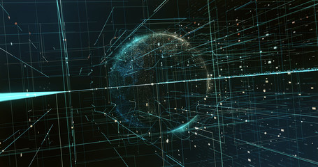Wall Mural - Digital space world 3d data earth background