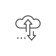 Wall Mural - Cloud backup and storage line outline icon