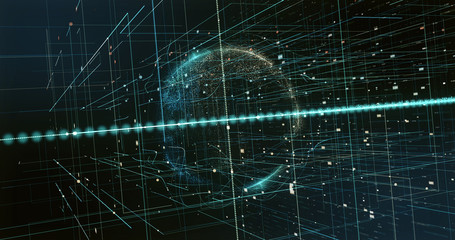 Wall Mural - Digital space world 3d data earth background