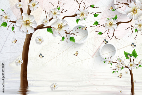 Fototapeta kwiaty 3d-wallpaper-luxury-floral-jawelry