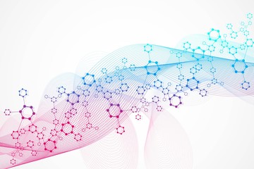 Wall Mural - geometric abstract background with connected line and dots. structure molecule and communication. bi
