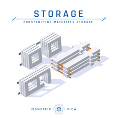 Sticker - Concrete panels in isometric view, vector icons