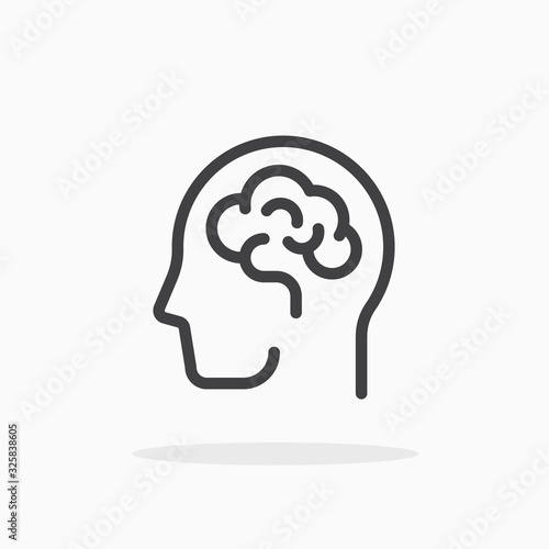 Fotomural Human brain icon in line style. Editable stroke.