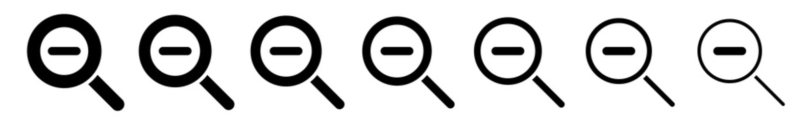 Wall Mural - magnifying glass minus icon black | magnifier illustration | zoom symbol | loupe logo | view search 