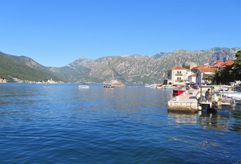 Wall Mural - Bay of Kotor ocean and mountain views  and town of Perast in Montengro