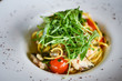 delicious fresh italian pasta with fish & rucola salad