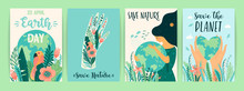 Earth Day. Save Nature. Vector Templates For Card, Poster, Banner, Flyer.