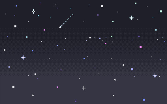 pixel art star sky at night.