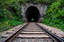 Train Tracks Leading Into A Tunnel In Ella - Sri Lanka