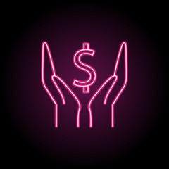 Sticker - Hand money icon. Simple thin line, outline vector of banking icons for ui and ux, website or mobile application